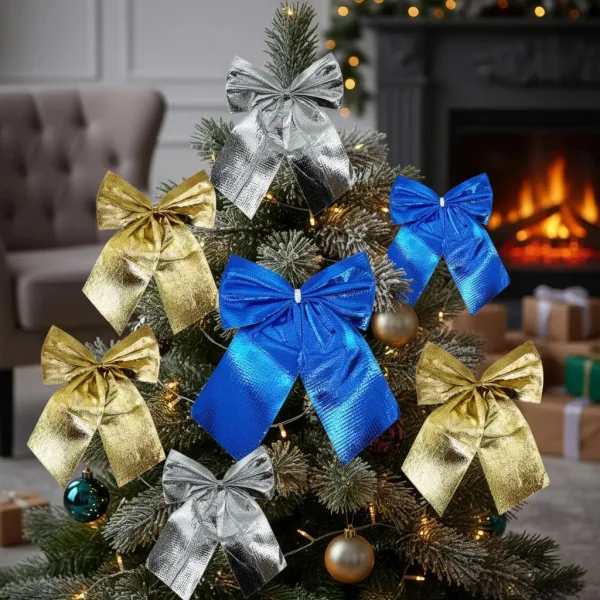 Adorno Colgante Navidad Moño 9cm Para Decoración Navideño X4