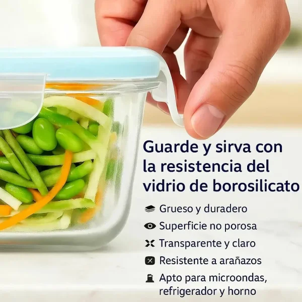 Set X3 Tuppers Recipientes Herméticos Vidrio Horno Freezer Transparente