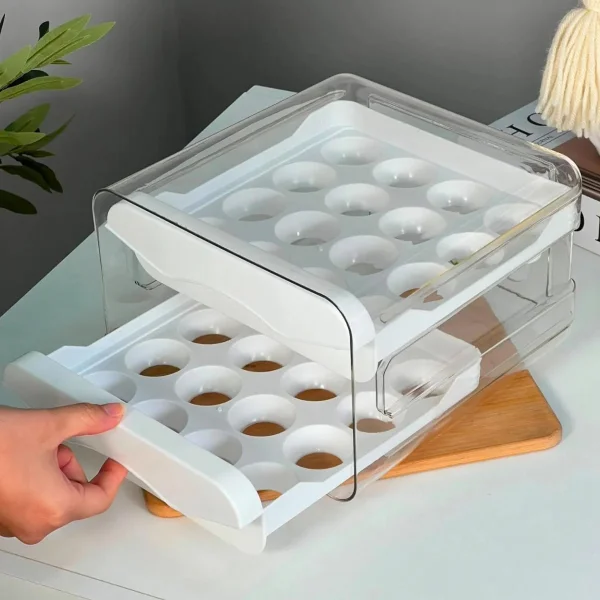 Huevera Organizador Deslizante 32 Huevos Heladera Mesada Blanco