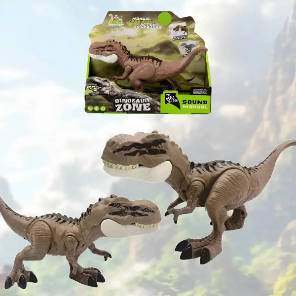 Muñeco Dinosaurio T-rex Juguete Articulado Con Luz Y Sonido T-rex Marrón Claro