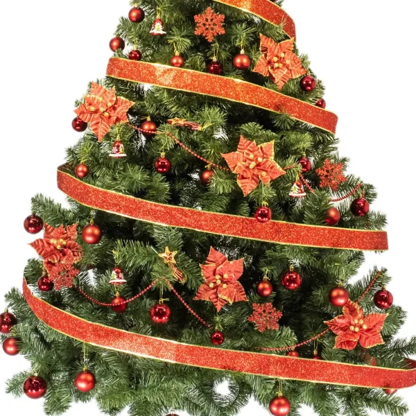 Arbol Navidad Tronador Verde 2,10m + Kit 60 Rojo