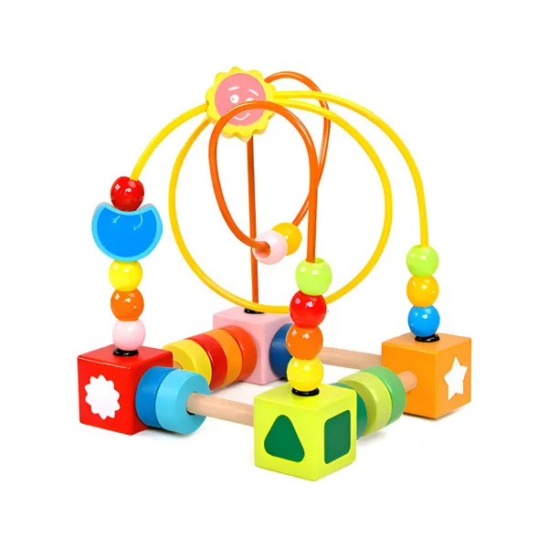 Juego Didactico De Madera Laberinto Actividades Para Bebes Color Amarillo