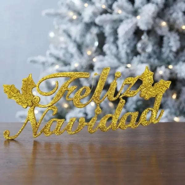 Adorno Colgante Cartel Feliz Navidad Decoracion Dorado Cartel Feliz Navidad
