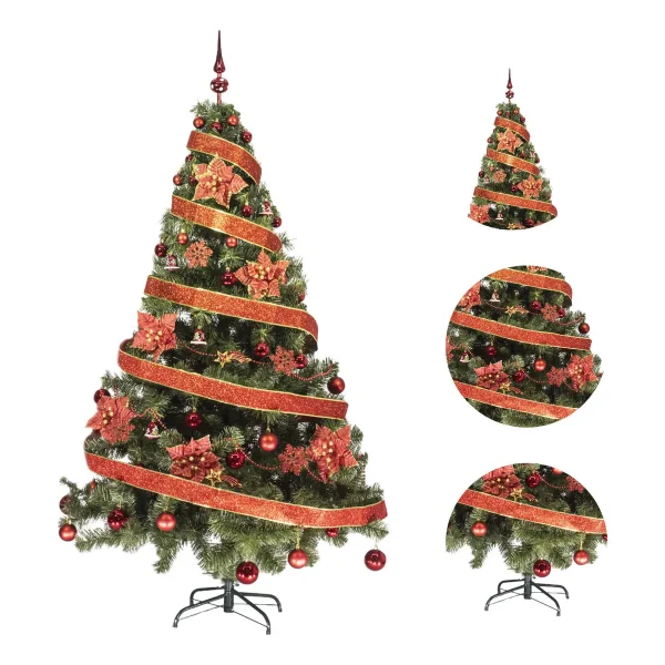 Arbol De Navidad Tronador Lujo 1,80mts Con Adornos Kit X60