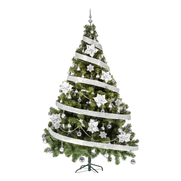 Arbolito De Navidad Tronador De Lujo 2,10m Kit 60 Plata Deco Verde