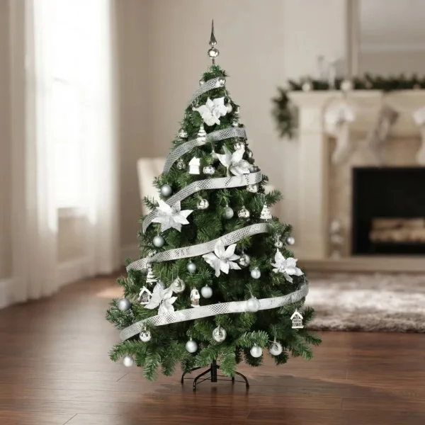 Arbolito Navidad Montañes Deluxe 1.80mts Con Adornos Plata Plata
