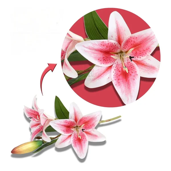 Ramo De Flores Lirios Artificiales Lilium Toque Real 36cm Amarillo