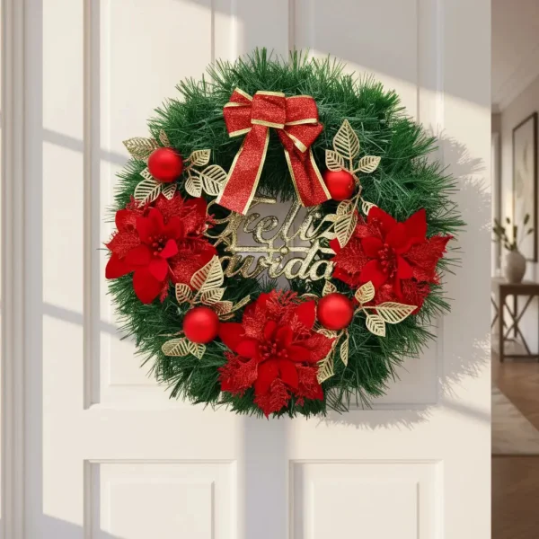 Corona Navidad 40 Cm Adorno Para Puerta Decoracion Navideña