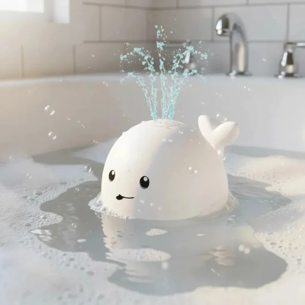 Juguete Baño Bebe Ballena Lanza Agua Luces Led Bañera Tina Blanco