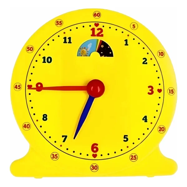 Reloj Didáctico Infantil Aprende Hora Día Noche Manecillas Amarillo