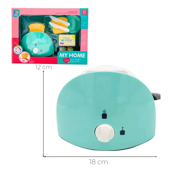 Tostadora De Juguete Con Accesorios Color Agua