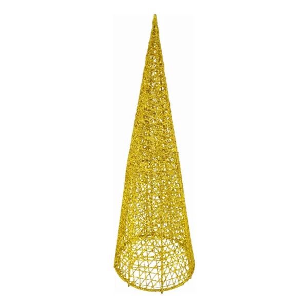 Pino Alambre Cono Navideño Decoración Adorno Navidad 40cm Dorado