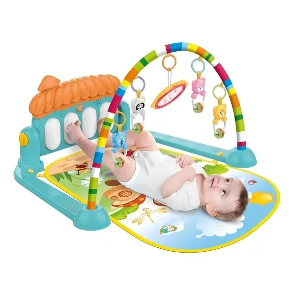 Gimnasio Musical Bebe Piano Didactico Verde Animales 3 En 1