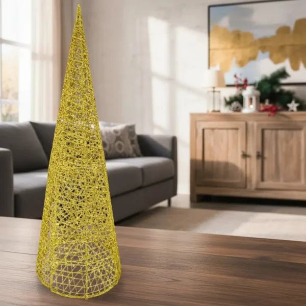Pino Alambre Cono Navideño Decoración Adorno Navidad 40cm Dorado