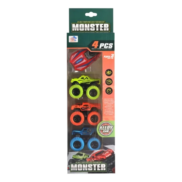 Camionetas Monster Truck De Metal X3 Con Lanzador Juguete Multicolor