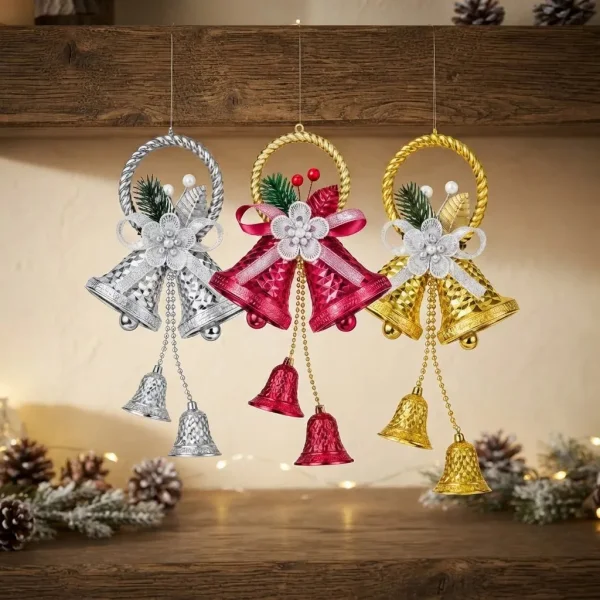 Adorno Campana Navideña Colgante Navidad Deco Arbol Puerta Rojo