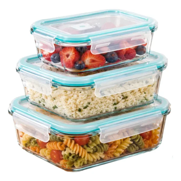 Tupper Contenedor Hermético Vidrio Set X6 Microondas Freezer Transparente
