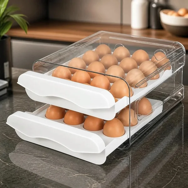Huevera Organizador Deslizante 32 Huevos Heladera Mesada Blanco