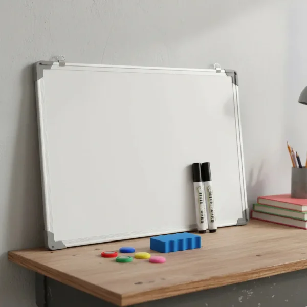 Pizarra Blanca Magnética 60x80cm Pizarrón Con Accesorios Blanco
