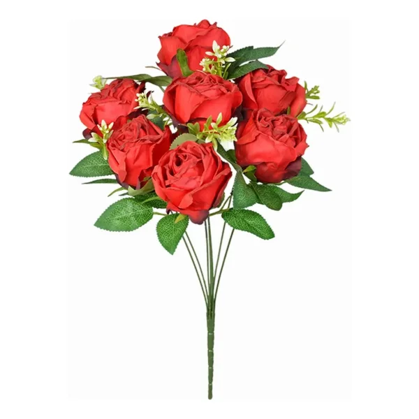 Flores Artificiales Ramo Rosas Rojas Grande 40cm Pack X3 Rojo