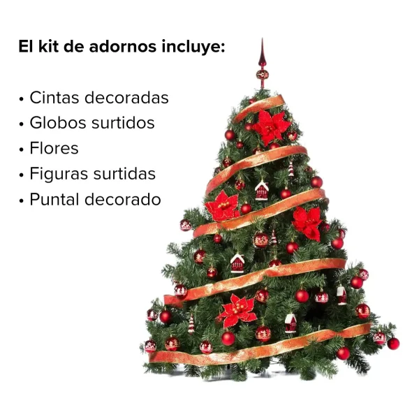 Arbol de Navidad Verde Patagonia 1,30mts Deco Rojo