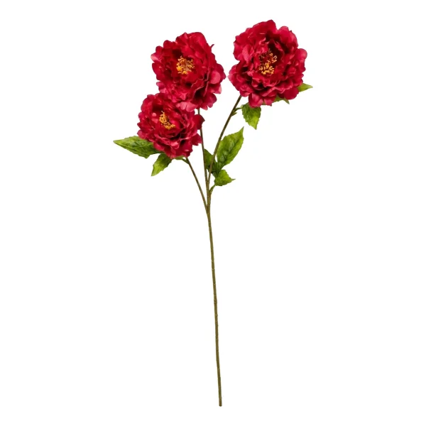 Peonias Artificiales Tallo Largo 70cm 3 Flores Deco Eventos Rojo