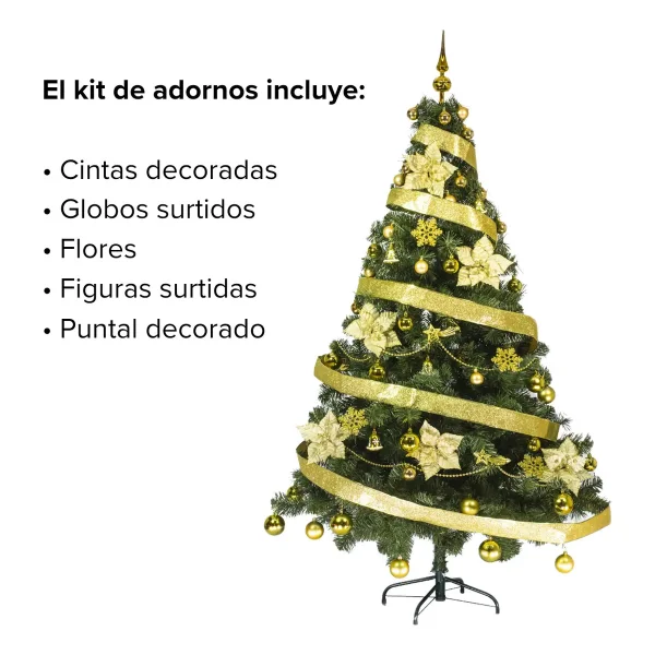 Arbol De Navidad Tronador Lujo 1,80mts Con Adornos Kit X60