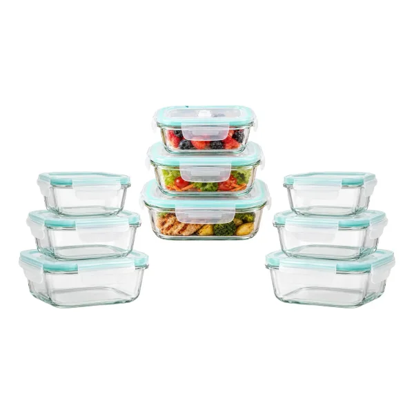 Set X9 Tuppers Vidrio Herméticos Microondas Horno Freezer Transparente