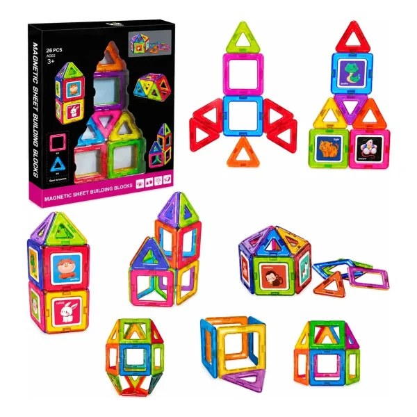 Bloques Magneticos Con Imanes Didacticos 26 Piezas