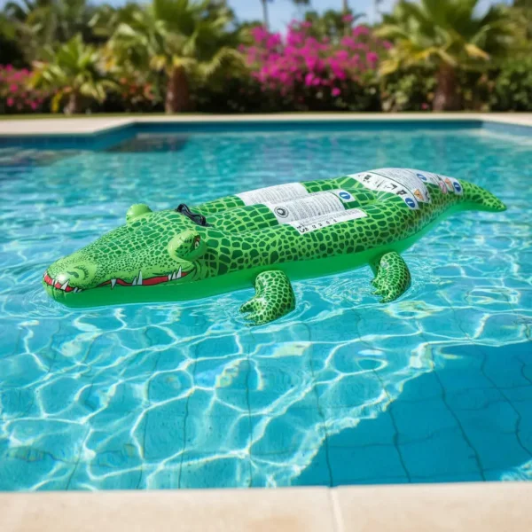 Colchoneta Cocodrilo Inflable Flotador Para Pileta Agua Verde