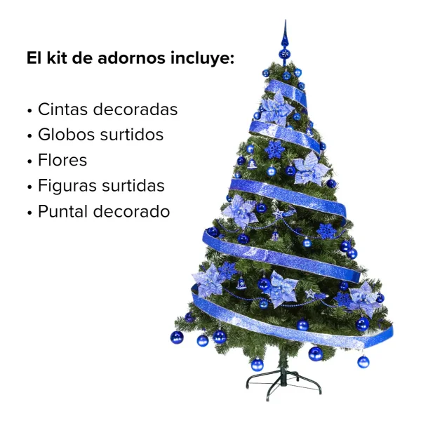 Arbol De Navidad Tronador Lujo 1,80mts Con Adornos Kit X60