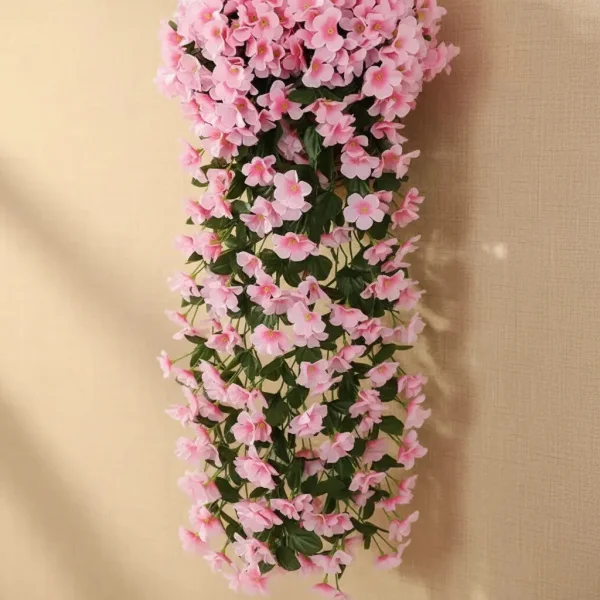 Ramo Flor Colgante Planta Jardin Artificial Enredadera X4u Rosa