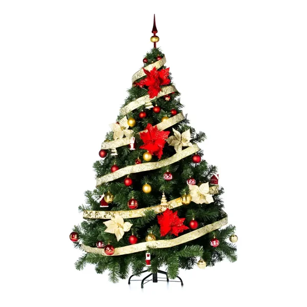 Arbol De Navidad Verde Montañes Deluxe 1.80mts Decoracion Rojo