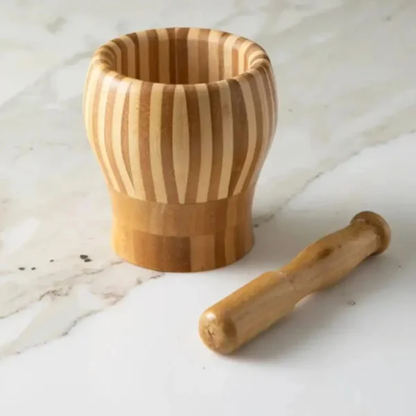 Mortero De Madera Para Moler Con Pilón Moledor Machacador Marrón