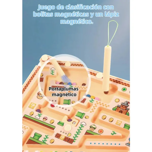 Juego Magnético Laberinto Bolitas Lápiz Colores Niños Beige