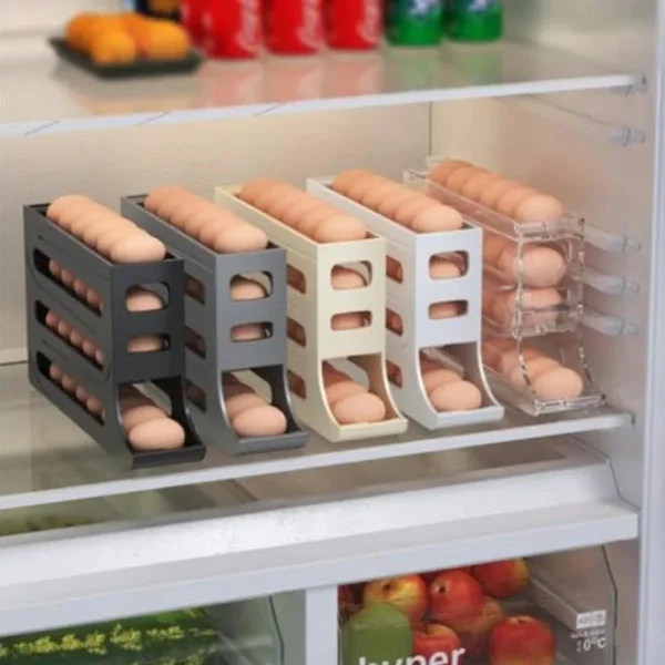 Huevera Organizador Deslizante 30 Huevos Heladera Cocina Gris Oscuro