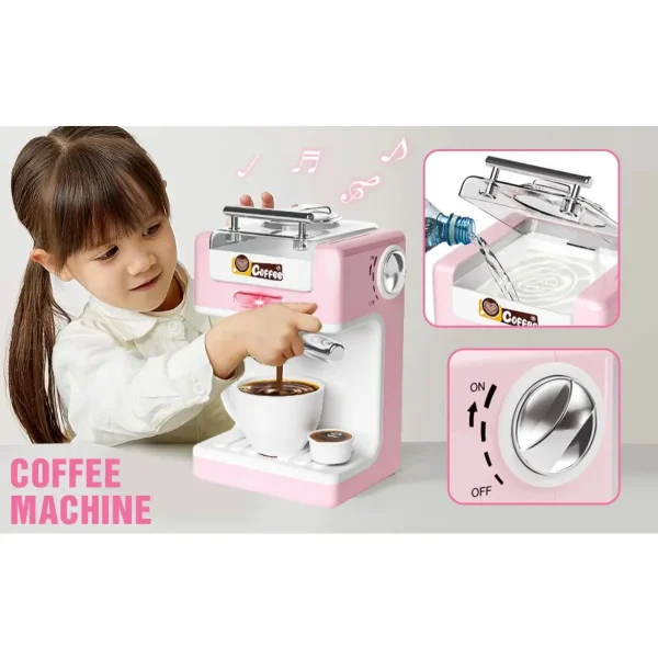 Juego De Cocina Electrodomésticos X3 Piezas Con Luz Y Sonido Rosa