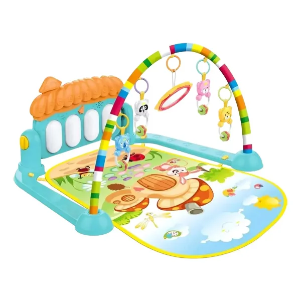 Gimnasio Musical Bebe Piano Didactico Verde Animales 3 En 1
