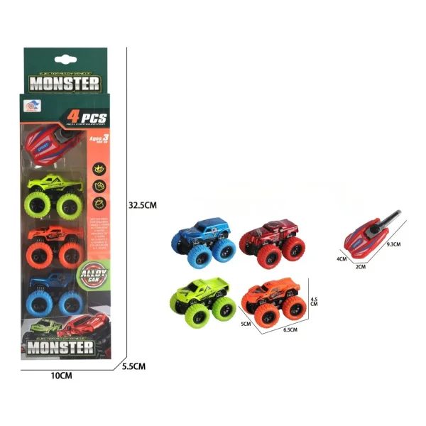 Camionetas Monster Truck De Metal X3 Con Lanzador Juguete Multicolor
