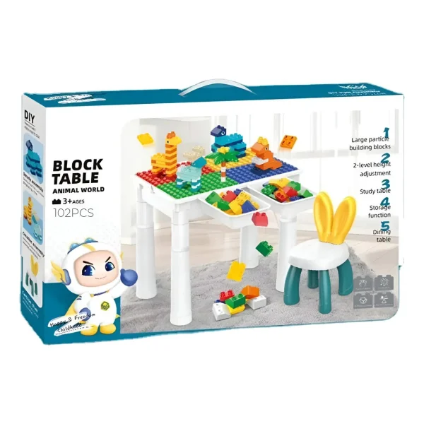 Mesa Didactica De Construccion Con Bloques Y Silla 102 Pzs