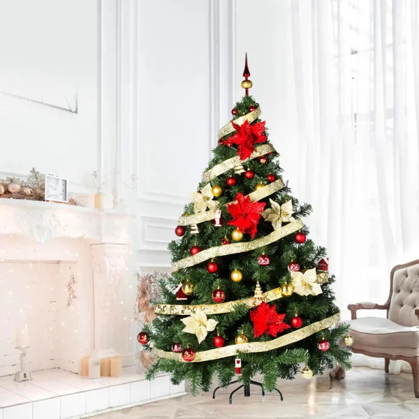 Arbol De Navidad Verde Montañes Deluxe 1.80mts Decoracion Rojo