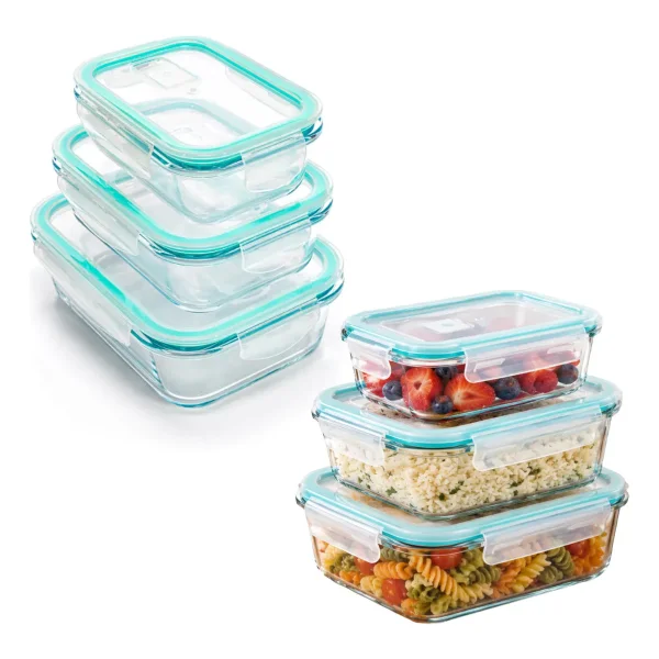 Tupper Contenedor Hermético Vidrio Set X6 Microondas Freezer Transparente