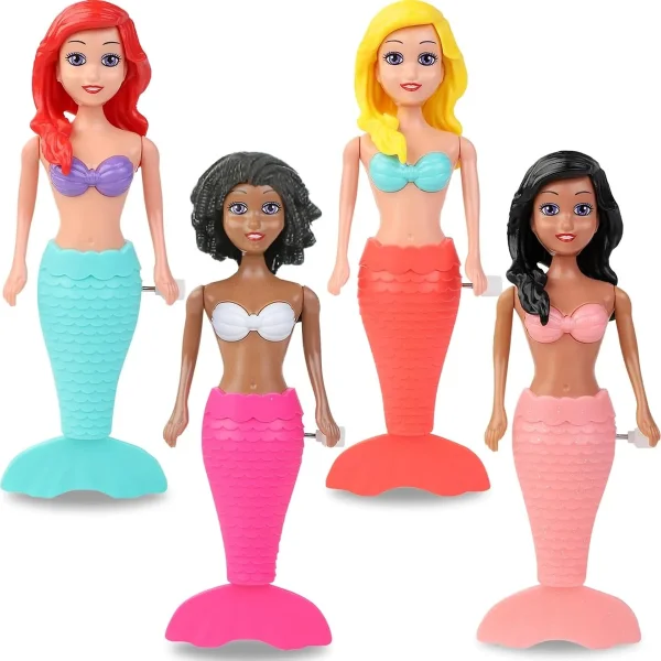 Juguete Para Baño Muñeca Sirena A Cuerda Pileta Tina Mermaid Rosa