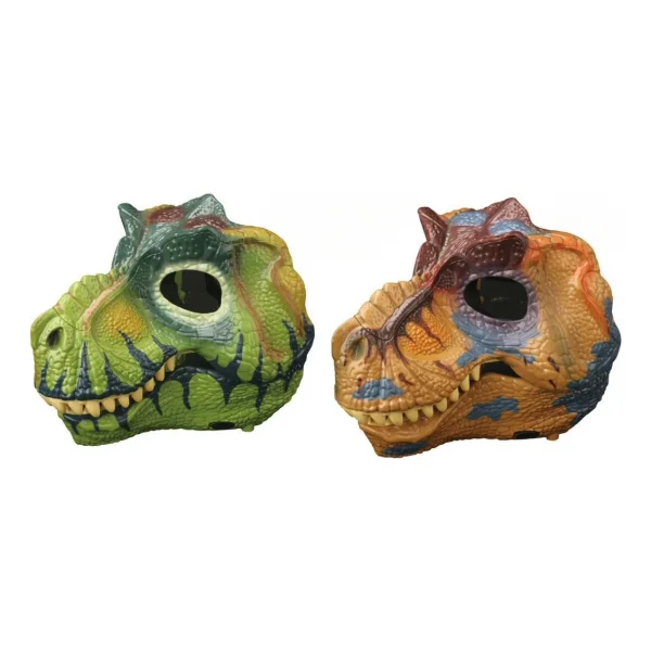 Mascara Dinosaurio T Rex Articulado Disfraz Niños Cotillon Marrón