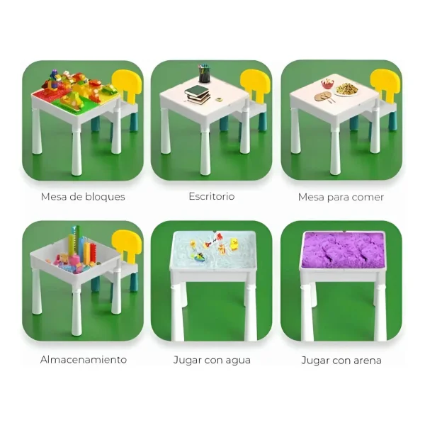 Mesa Didactica De Construccion Con Bloques Y Silla 102 Pzs