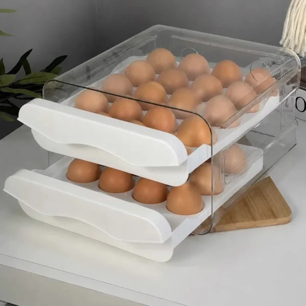 Huevera Organizador Deslizante 32 Huevos Heladera Mesada Blanco