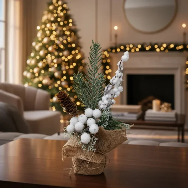 Arbol De Navidad Mini Pino Navideño De Mesa Decorado 26cm Verde Mini Pino Navideño