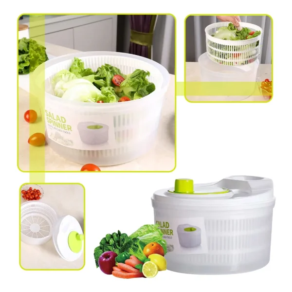 Centrifugador Escurridor Secador Manual Verduras Ensaladas Blanco