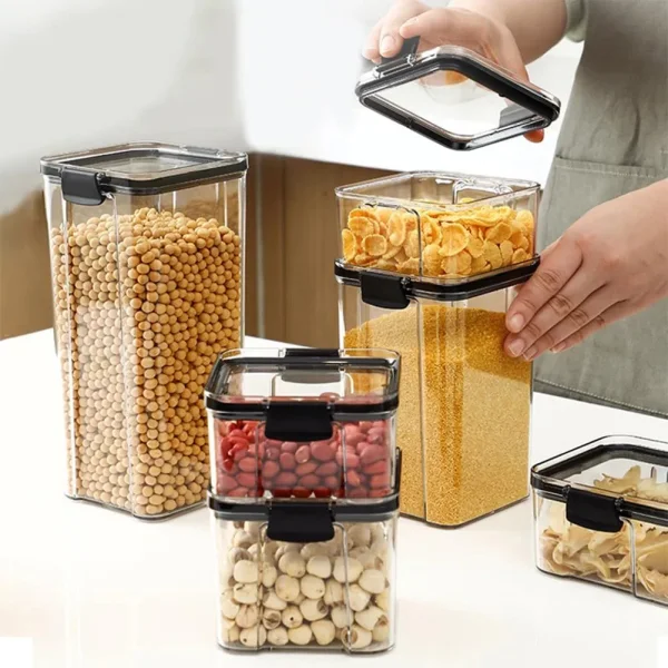 Set X5 Frascos Contenedores Hermeticos Recipiente Alimentos Transparente