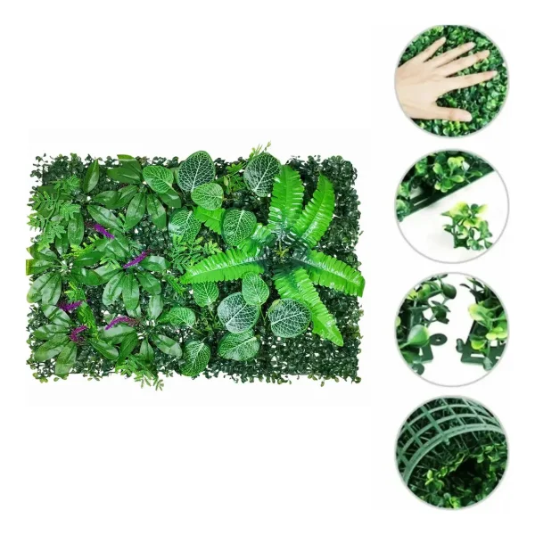 Jardin Vertical Artificial Verde Pack X5 Muro Pared 40x60cm Verde